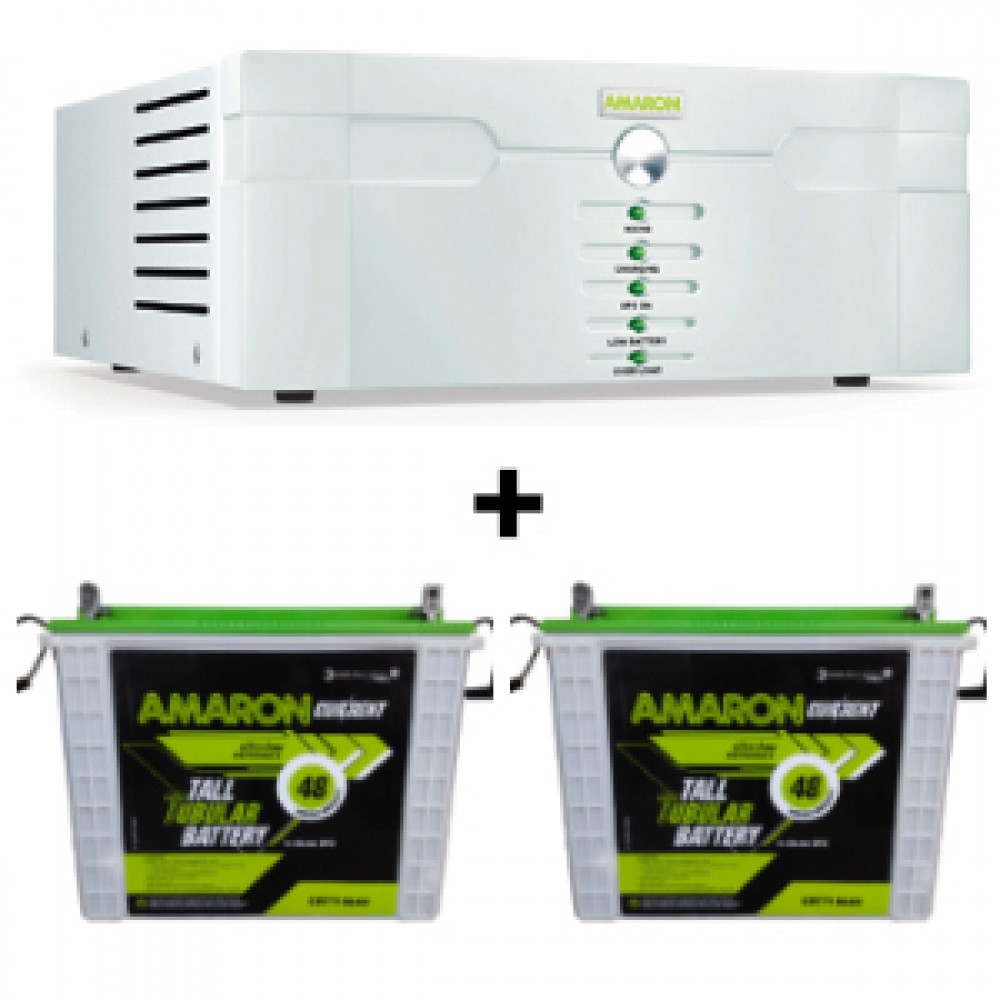 Amaron 1400VA Pure Sine Wave Inverter & Amaron AAM-CR-CRTT180 180AH Tall Tubular Battery