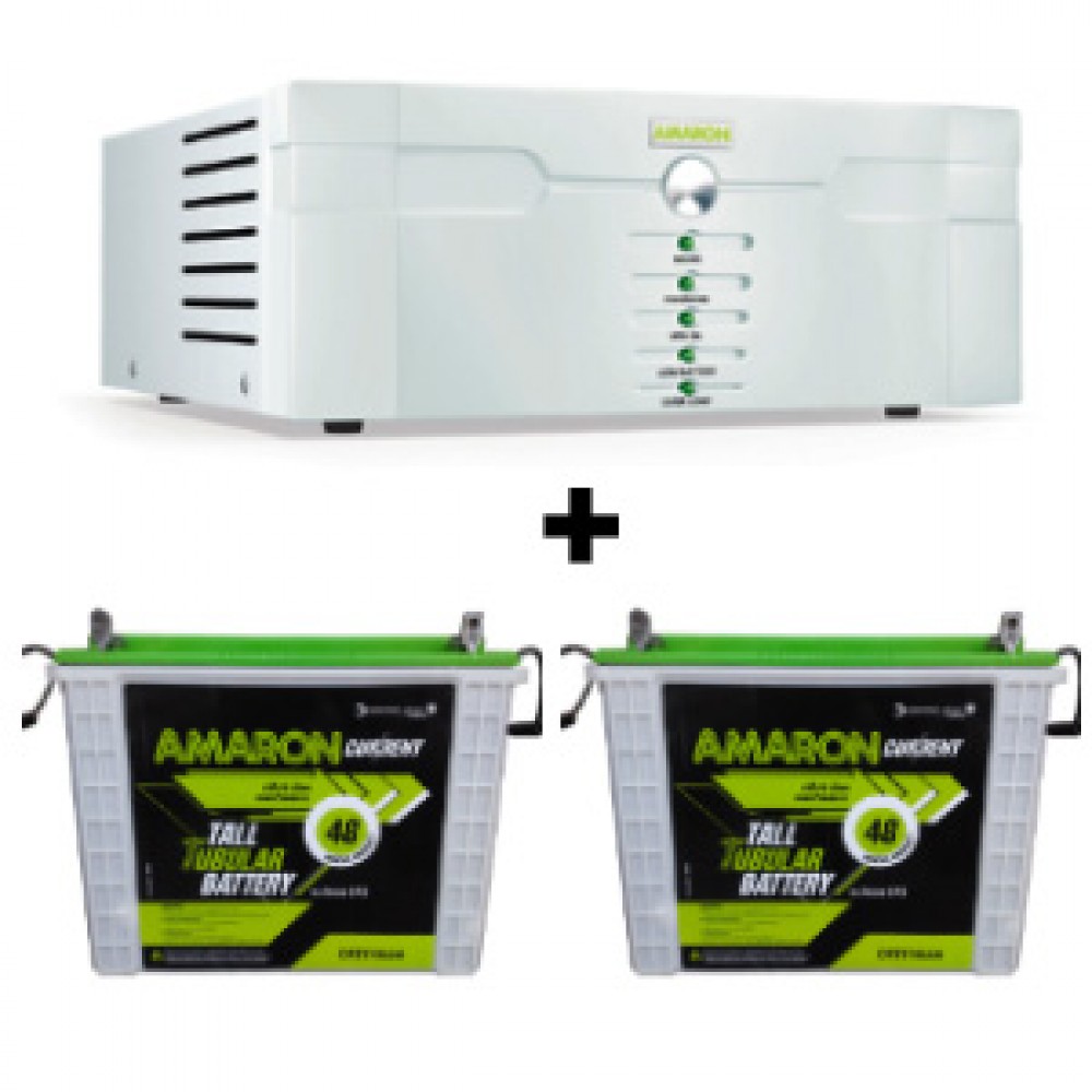 AMARON 1400VA SINE WAVE Inverter & AMARON AAM-CR-CRTT150 150AH Tall Tubular Battery