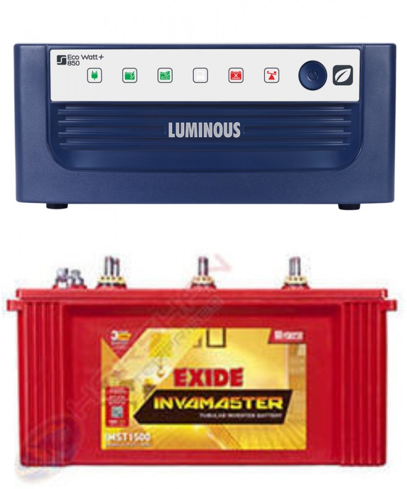 Luminous ECO WATT+ 850 Square Wave Inverter & Exide Inva Master IMST1500 150AH Tubular Battery