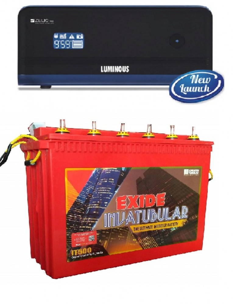 LUMINOUS ZELIO +1100VA Pure Sine Wave Inverter & EXIDE INVA IT500 150AH Tall Tubular Battery