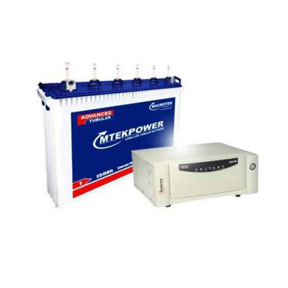 Microtek EB 900VA Square Wave Inverter And Mtekpower EB 1800TT 150AH Tall Tubular Battery